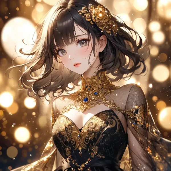 黄金の宝石に輝く少女