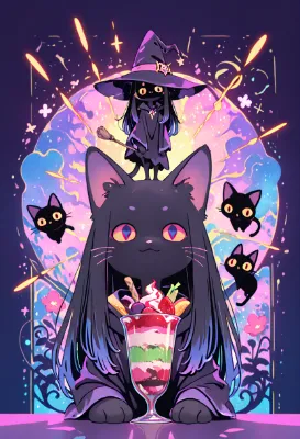 黒猫魔女の甘い魔法パーティー