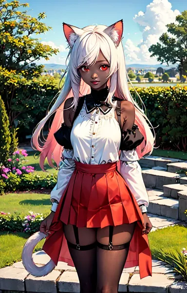 お日様の下の褐色猫娘