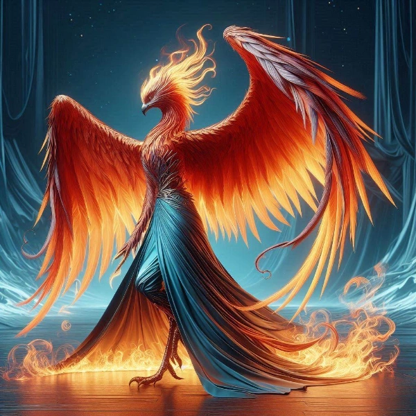 ロングスカートを履く火の鳥