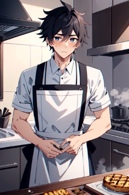 料理をする男性