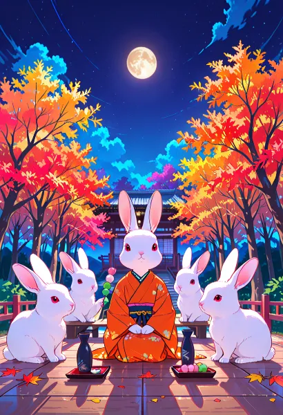 月夜のうさぎたちの秘密の宴