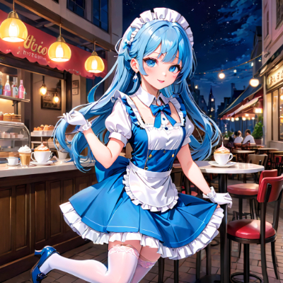 夜のカフェ