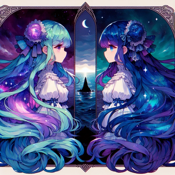 銀河と海の髪を持つ魔法使いの姉妹