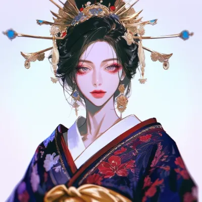 輝く金冠を戴いた花魁
