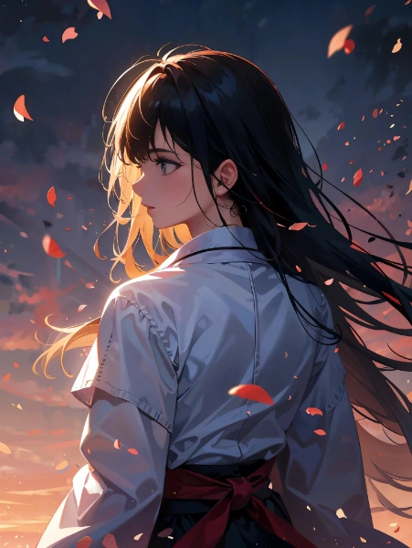 花弁と佇む少女