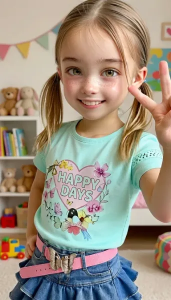 プリントTシャツとベルト付きスカートのキメキメコーデ