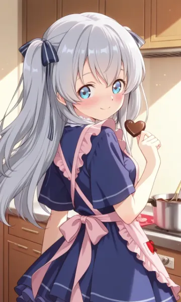 チョコづくりをするセリアちゃん