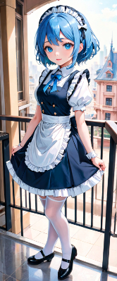 午後の青髪メイドさん