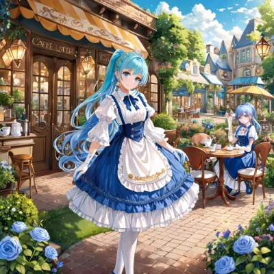 お昼の青髪さん
