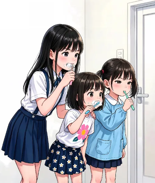 シンクロ歯磨き！三姉妹（連作6/20）