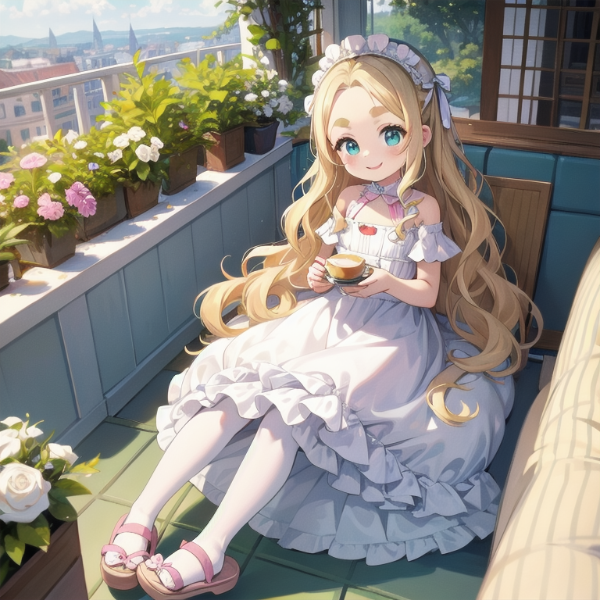 アフタヌーンティーを楽しむおでこちゃん