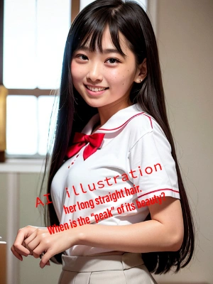 ストレートロングの黒髪美少女