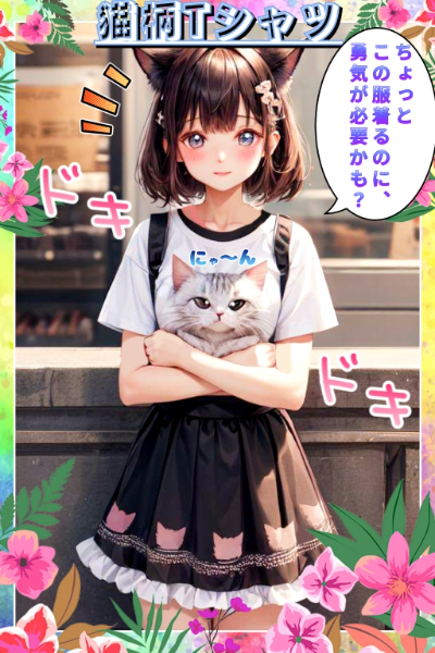 猫柄Tシャツ