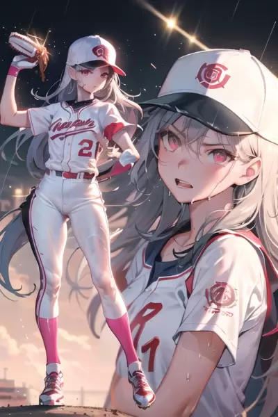 雨に打たれるエース