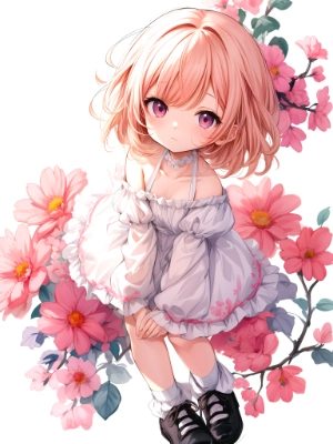 pink chibi short hair