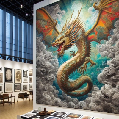 ドラゴンをテーマにした写真や作品のアート展