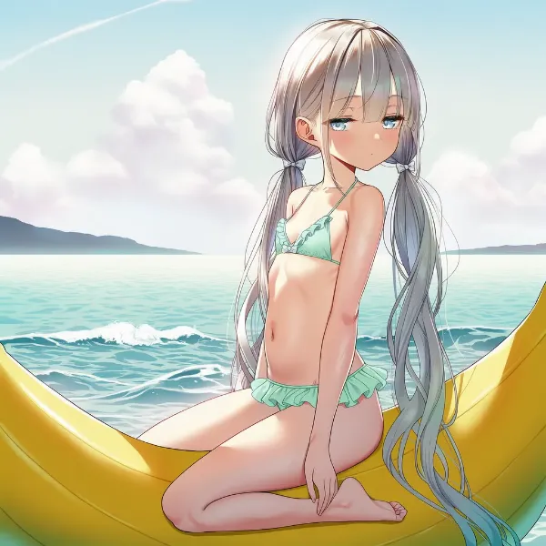 バナナボートに乗る。