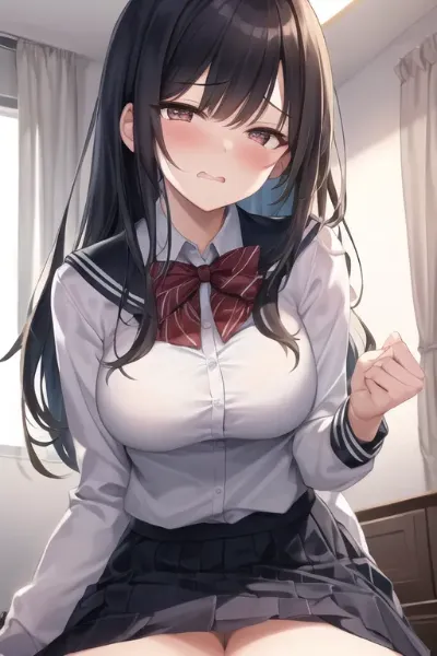 (起こすために)上にのる少女(制服ver)