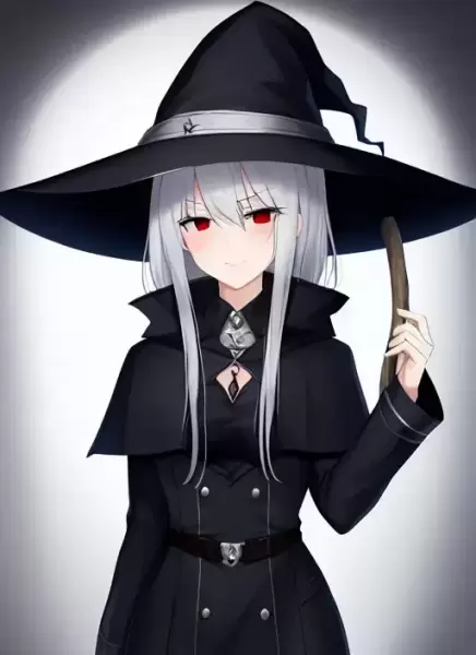 赤い目に銀髪の、きのこの魔女