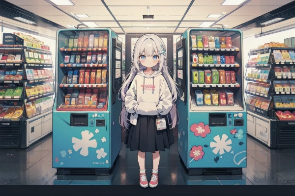 パーカー少女と自販機