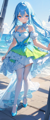 海辺の青髪お嬢様