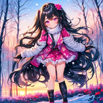 雪と夕焼けと、うちの子＊その1(2枚)