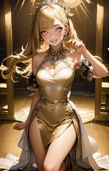 踊りに興じる金色の髪の少女