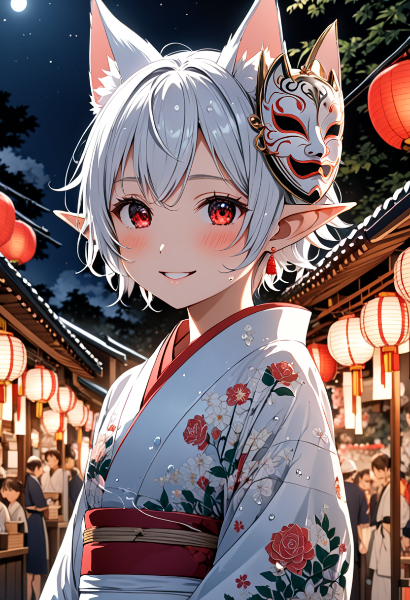 祭りの狐耳少女