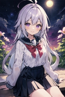 夕日に君とコスモスを