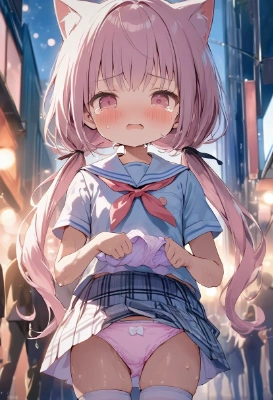 泣きながらパンツを見せる子