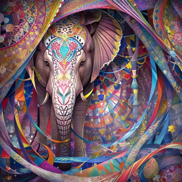 カラフルな象