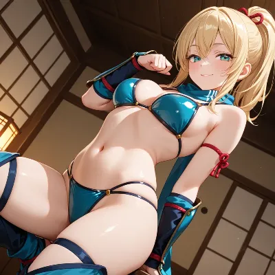 青いビキニの輝く誘惑