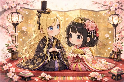 黒髪＆ブロンド・お雛様