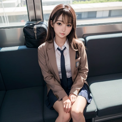 電車で座る彼女