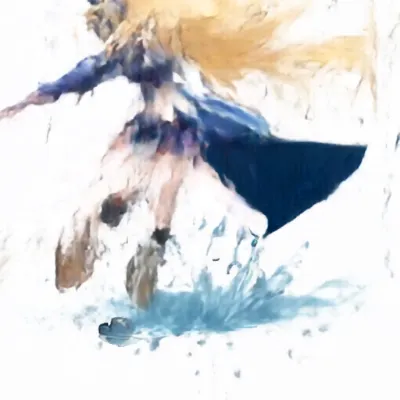 水しぶきを上げて回転ジャンプ