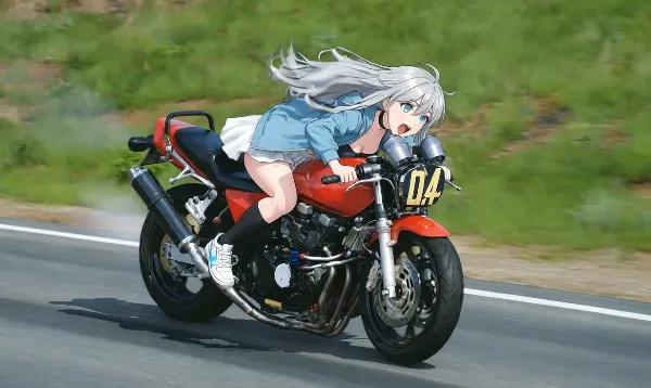 銀髪少女のバイクレース