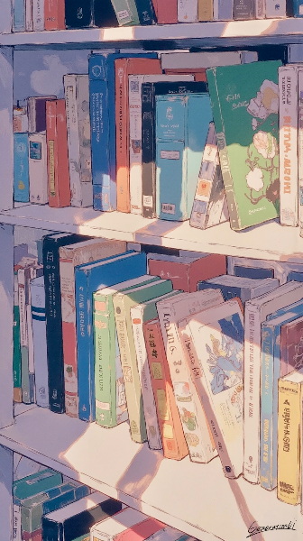 並んだ背表紙と影／スマホ壁紙アーカイブ