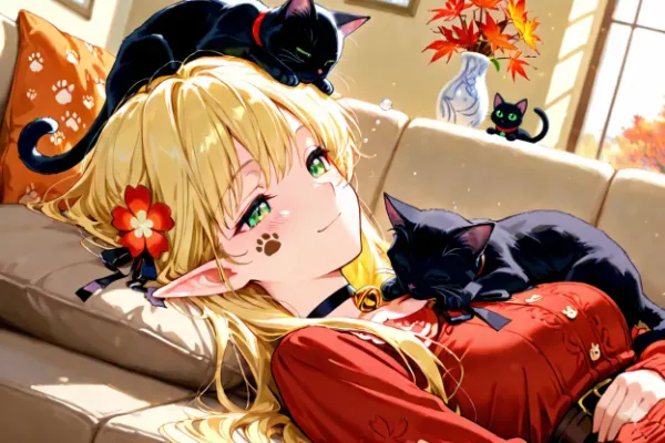 リビングでごろごろ