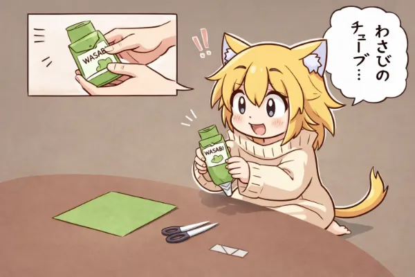 冬眠明けにわさびチューブの折り紙での作成を試みる文化がある種族のわざわざ作っているものを口に出して言ってくれる親切な少女