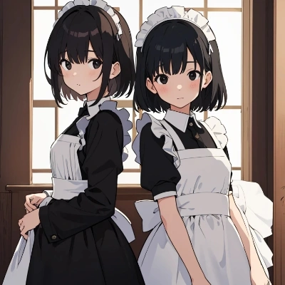 ボブカットJ○ちゃんのメイド姿（白パンツ見せ）