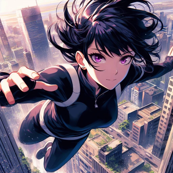 パルクールをしている、黒髪セミロング女性！！