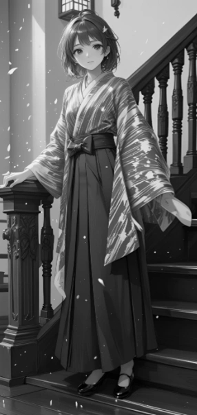 モノクロと袴の少女