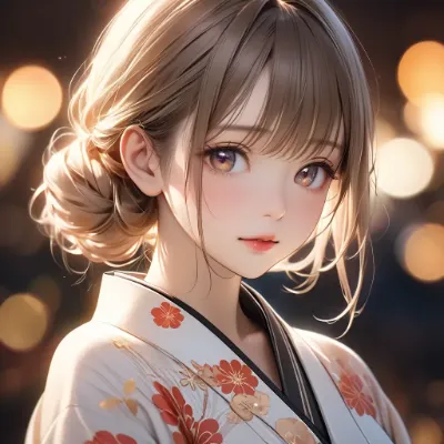 柔らかな光の着物少女