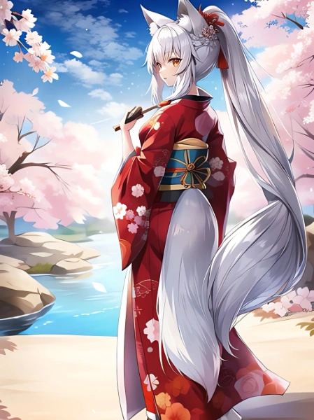 狐娘さんの後ろ姿