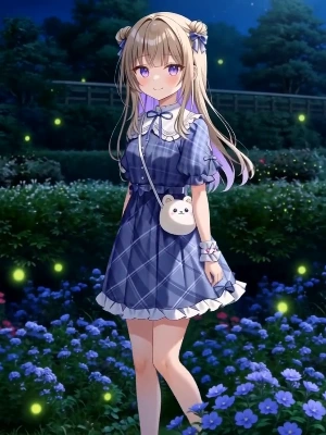 夜庭園と蛍