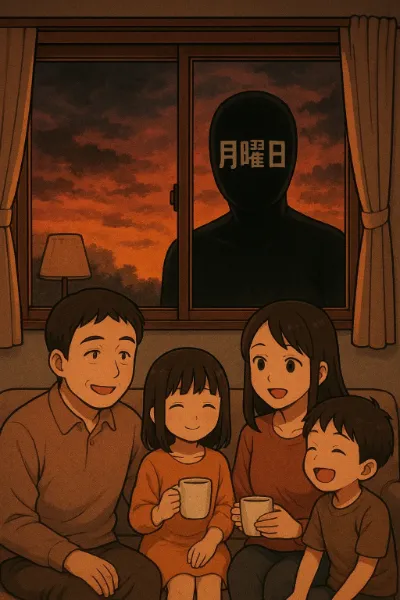 日曜の夕暮れの家族団欒