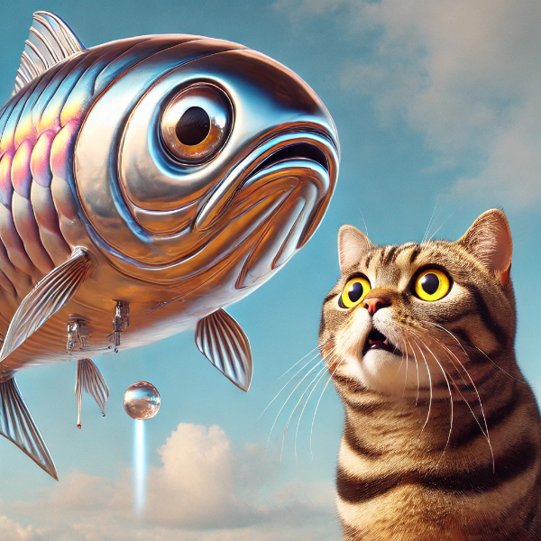 テカテカお魚型宇宙船にびっくり