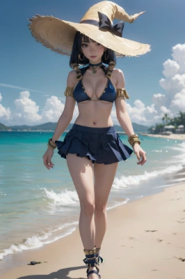 ビーチを優雅に歩く女王さま