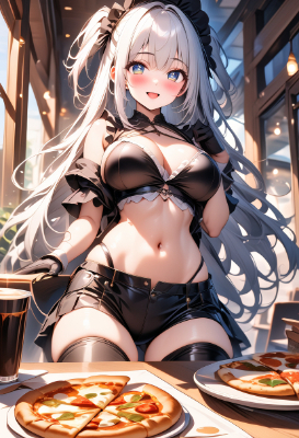 メイドさんとピザ